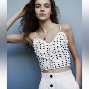 Maje White and Black Polka Dot Top